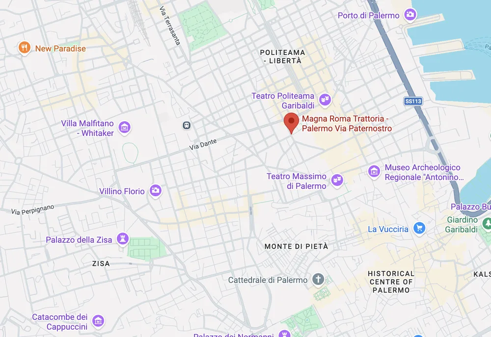 Mappa della sede Magna Roma in Via Paolo Paternostro, 7 – Palermo