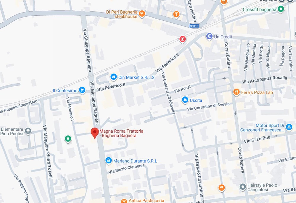 Mappa della sede Magna Roma in Via Giuseppe Bagnera, 23 – Bagheria